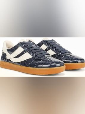 Size 7 - 🆕️ VINCE Women's Oasis Croc-Embossed Navy Leather Sneaker $298